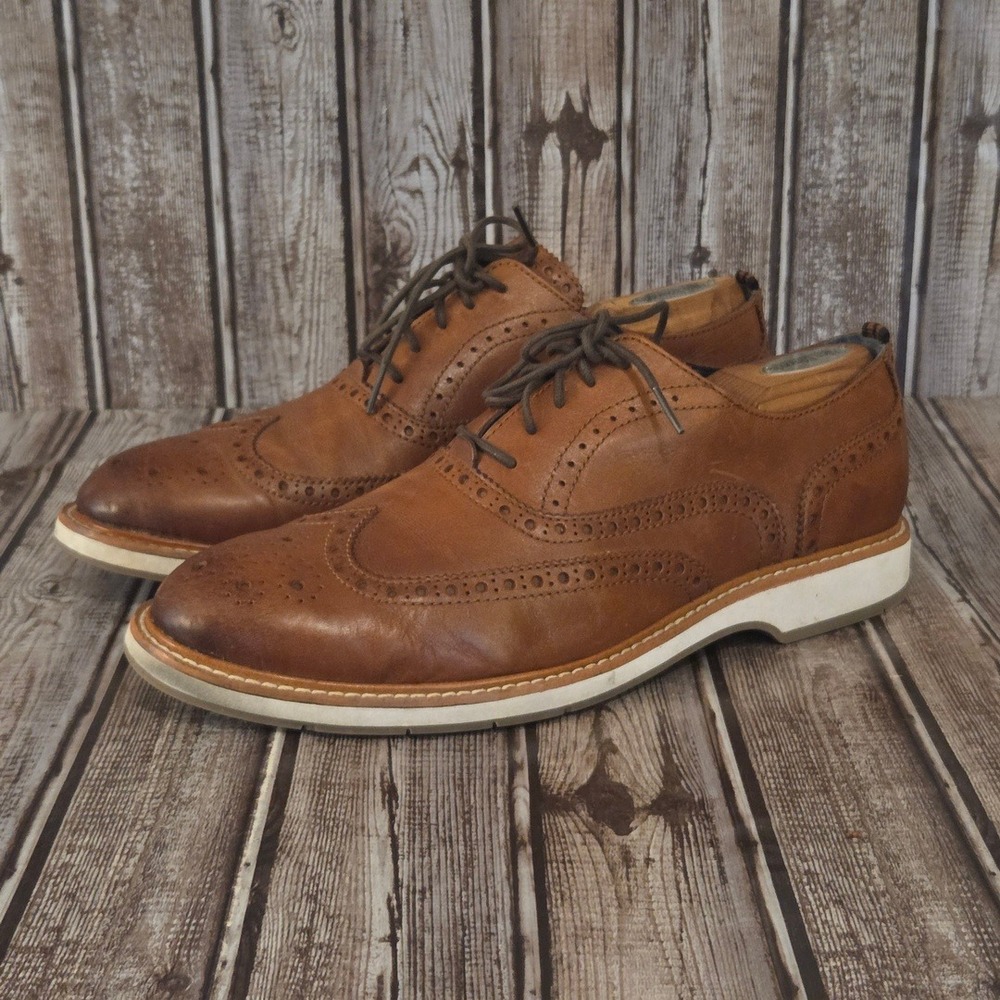 Sz 10 M Mens Cole Haan Grand.OS Morris Brown Leather Wingtip Brogue Oxfords VGUC